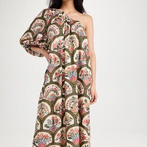 NWT RHODE Rebecca One Shoulder Midi Dress Sz L